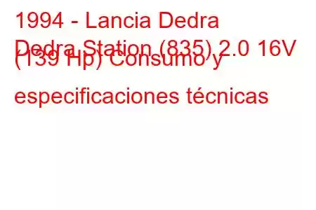 1994 - Lancia Dedra
Dedra Station (835) 2.0 16V (139 Hp) Consumo y especificaciones técnicas