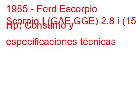 1985 - Ford Escorpio
Scorpio I (GAE,GGE) 2.8 i (150 Hp) Consumo y especificaciones técnicas