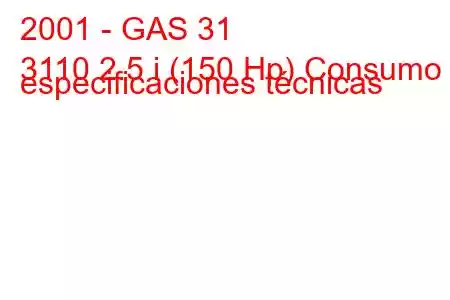 2001 - GAS 31
3110 2.5 i (150 Hp) Consumo y especificaciones técnicas