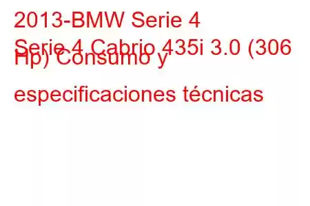 2013-BMW Serie 4
Serie 4 Cabrio 435i 3.0 (306 Hp) Consumo y especificaciones técnicas