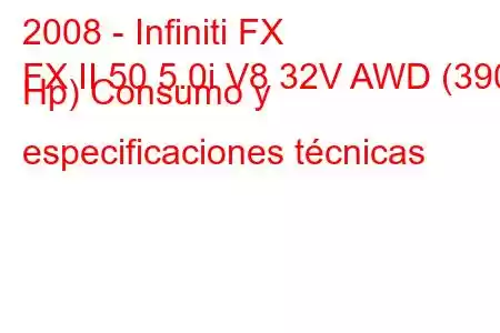 2008 - Infiniti FX
FX II 50 5.0i V8 32V AWD (390 Hp) Consumo y especificaciones técnicas