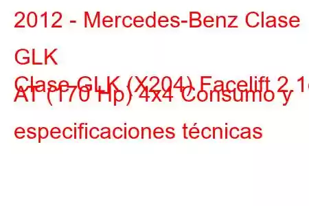 2012 - Mercedes-Benz Clase GLK
Clase GLK (X204) Facelift 2.1d AT (170 Hp) 4x4 Consumo y especificaciones técnicas