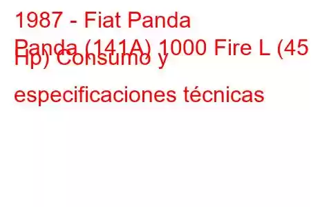 1987 - Fiat Panda
Panda (141A) 1000 Fire L (45 Hp) Consumo y especificaciones técnicas