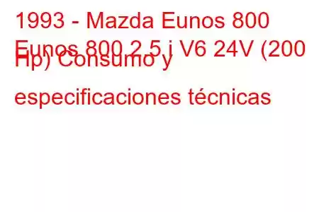 1993 - Mazda Eunos 800
Eunos 800 2.5 i V6 24V (200 Hp) Consumo y especificaciones técnicas