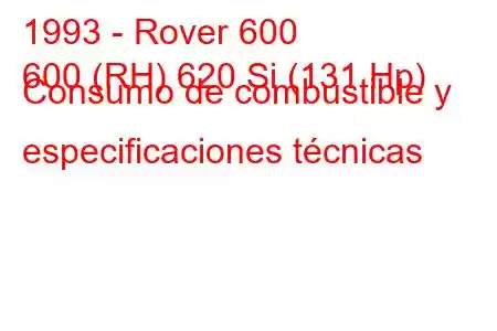 1993 - Rover 600
600 (RH) 620 Si (131 Hp) Consumo de combustible y especificaciones técnicas