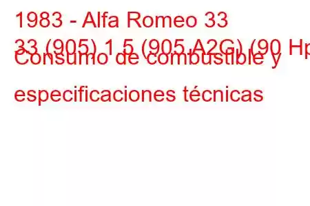 1983 - Alfa Romeo 33
33 (905) 1.5 (905.A2G) (90 Hp) Consumo de combustible y especificaciones técnicas