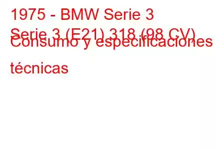 1975 - BMW Serie 3
Serie 3 (E21) 318 (98 CV) Consumo y especificaciones técnicas