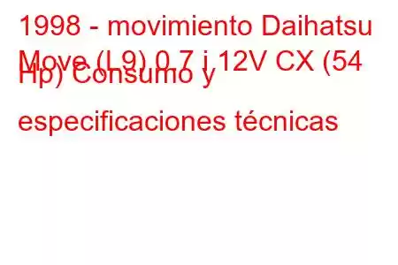 1998 - movimiento Daihatsu
Move (L9) 0.7 i 12V CX (54 Hp) Consumo y especificaciones técnicas