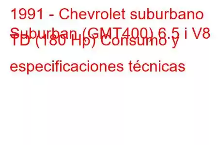 1991 - Chevrolet suburbano
Suburban (GMT400) 6.5 i V8 TD (180 Hp) Consumo y especificaciones técnicas