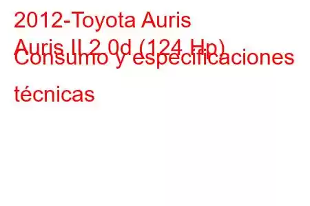 2012-Toyota Auris
Auris II 2.0d (124 Hp) Consumo y especificaciones técnicas