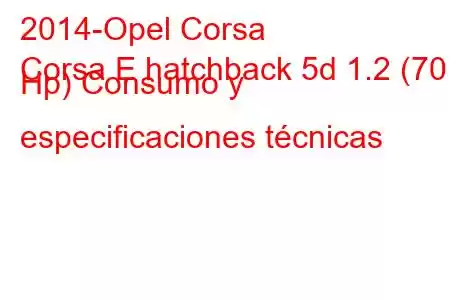 2014-Opel Corsa
Corsa E hatchback 5d 1.2 (70 Hp) Consumo y especificaciones técnicas