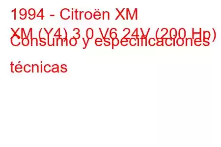 1994 - Citroën XM
XM (Y4) 3.0 V6 24V (200 Hp) Consumo y especificaciones técnicas