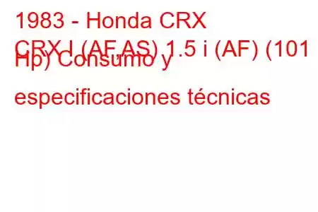 1983 - Honda CRX
CRX I (AF,AS) 1.5 i (AF) (101 Hp) Consumo y especificaciones técnicas