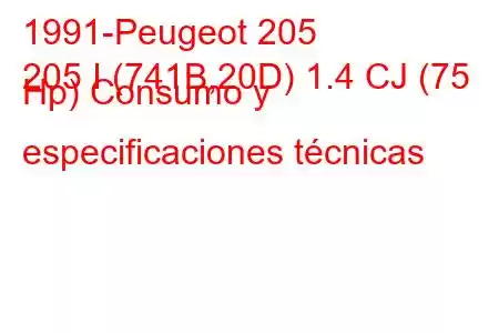 1991-Peugeot 205
205 I (741B,20D) 1.4 CJ (75 Hp) Consumo y especificaciones técnicas