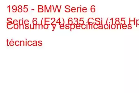 1985 - BMW Serie 6
Serie 6 (E24) 635 CSi (185 Hp) Consumo y especificaciones técnicas