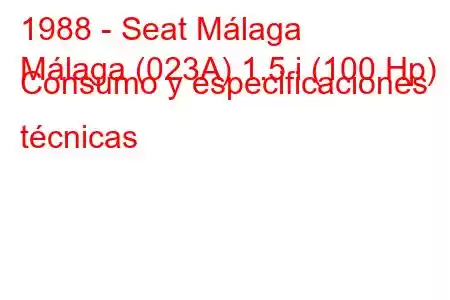 1988 - Seat Málaga
Málaga (023A) 1.5 i (100 Hp) Consumo y especificaciones técnicas