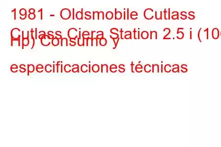 1981 - Oldsmobile Cutlass
Cutlass Ciera Station 2.5 i (106 Hp) Consumo y especificaciones técnicas