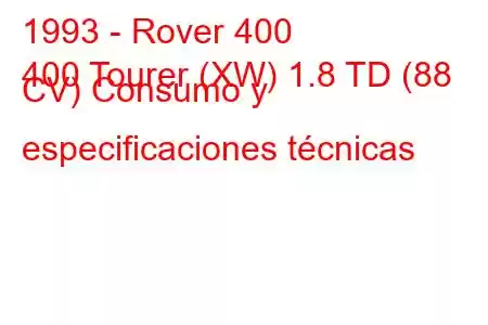 1993 - Rover 400
400 Tourer (XW) 1.8 TD (88 CV) Consumo y especificaciones técnicas