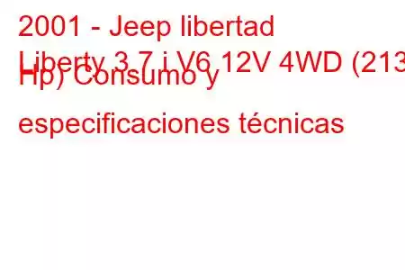 2001 - Jeep libertad
Liberty 3.7 i V6 12V 4WD (213 Hp) Consumo y especificaciones técnicas