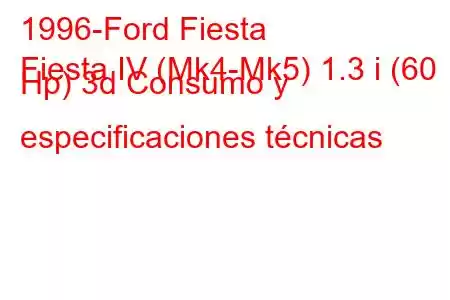 1996-Ford Fiesta
Fiesta IV (Mk4-Mk5) 1.3 i (60 Hp) 3d Consumo y especificaciones técnicas