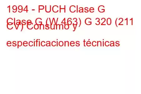 1994 - PUCH Clase G
Clase G (W 463) G 320 (211 CV) Consumo y especificaciones técnicas