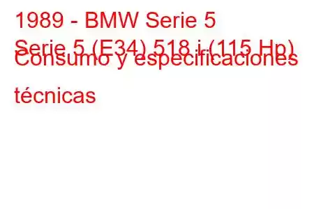 1989 - BMW Serie 5
Serie 5 (E34) 518 i (115 Hp) Consumo y especificaciones técnicas