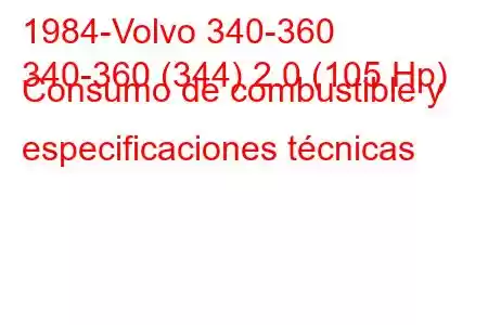 1984-Volvo 340-360
340-360 (344) 2.0 (105 Hp) Consumo de combustible y especificaciones técnicas