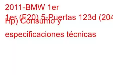 2011-BMW 1er
1er (F20) 5-Puertas 123d (204 Hp) Consumo y especificaciones técnicas