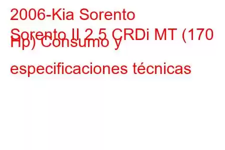 2006-Kia Sorento
Sorento II 2.5 CRDi MT (170 Hp) Consumo y especificaciones técnicas