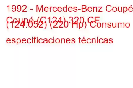 1992 - Mercedes-Benz Coupé
Coupé (C124) 320 CE (124.052) (220 Hp) Consumo y especificaciones técnicas