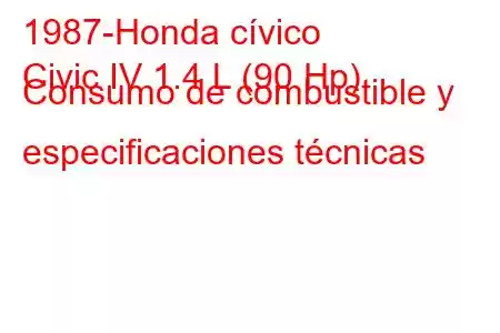 1987-Honda cívico
Civic IV 1.4 L (90 Hp) Consumo de combustible y especificaciones técnicas