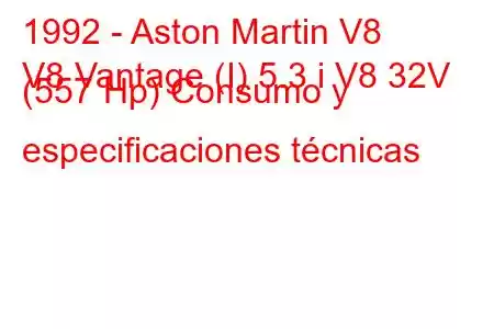 1992 - Aston Martin V8
V8 Vantage (I) 5.3 i V8 32V (557 Hp) Consumo y especificaciones técnicas