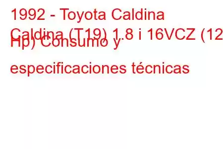 1992 - Toyota Caldina
Caldina (T19) 1.8 i 16VCZ (125 Hp) Consumo y especificaciones técnicas