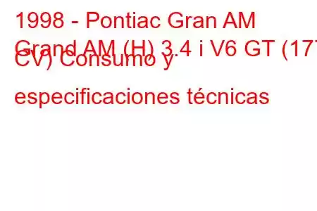 1998 - Pontiac Gran AM
Grand AM (H) 3.4 i V6 GT (177 CV) Consumo y especificaciones técnicas