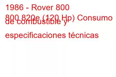 1986 - Rover 800
800 820e (120 Hp) Consumo de combustible y especificaciones técnicas