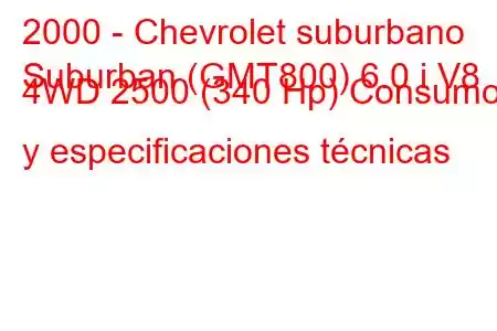 2000 - Chevrolet suburbano
Suburban (GMT800) 6.0 i V8 4WD 2500 (340 Hp) Consumo y especificaciones técnicas