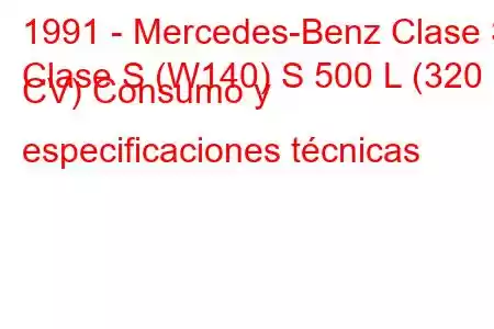 1991 - Mercedes-Benz Clase S
Clase S (W140) S 500 L (320 CV) Consumo y especificaciones técnicas