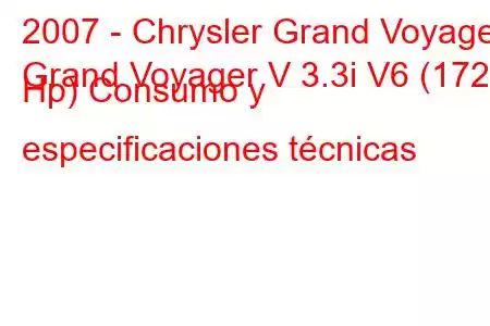 2007 - Chrysler Grand Voyager
Grand Voyager V 3.3i V6 (172 Hp) Consumo y especificaciones técnicas