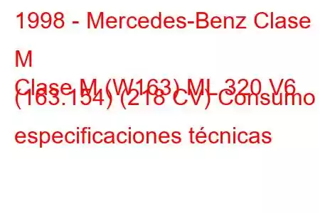 1998 - Mercedes-Benz Clase M
Clase M (W163) ML 320 V6 (163.154) (218 CV) Consumo y especificaciones técnicas