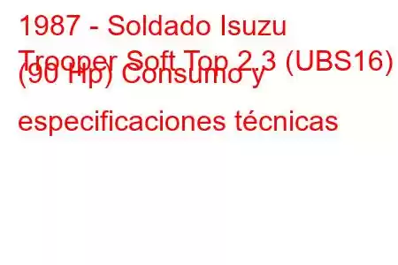 1987 - Soldado Isuzu
Trooper Soft Top 2.3 (UBS16) (90 Hp) Consumo y especificaciones técnicas