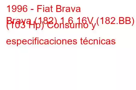 1996 - Fiat Brava
Brava (182) 1.6 16V (182.BB) (103 Hp) Consumo y especificaciones técnicas