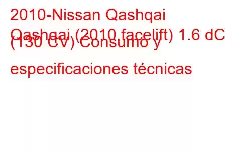 2010-Nissan Qashqai
Qashqai (2010 facelift) 1.6 dCi (130 CV) Consumo y especificaciones técnicas