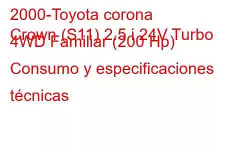 2000-Toyota corona
Crown (S11) 2.5 i 24V Turbo 4WD Familiar (200 Hp) Consumo y especificaciones técnicas