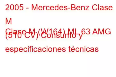 2005 - Mercedes-Benz Clase M
Clase M (W164) ML 63 AMG (510 CV) Consumo y especificaciones técnicas