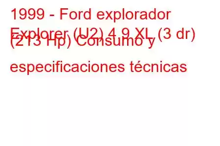 1999 - Ford explorador
Explorer (U2) 4.9 XL (3 dr) (213 Hp) Consumo y especificaciones técnicas