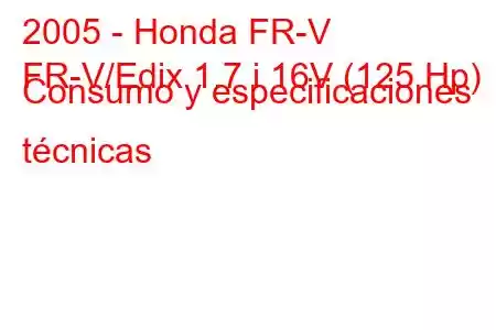 2005 - Honda FR-V
FR-V/Edix 1.7 i 16V (125 Hp) Consumo y especificaciones técnicas