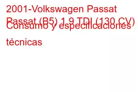 2001-Volkswagen Passat
Passat (B5) 1.9 TDI (130 CV) Consumo y especificaciones técnicas