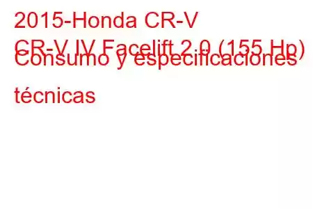 2015-Honda CR-V
CR-V IV Facelift 2.0 (155 Hp) Consumo y especificaciones técnicas