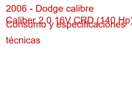 2006 - Dodge calibre
Caliber 2.0 16V CRD (140 Hp) Consumo y especificaciones técnicas