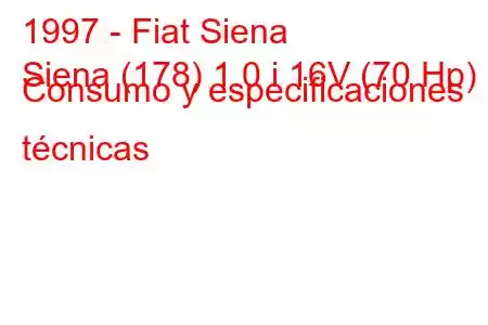 1997 - Fiat Siena
Siena (178) 1.0 i 16V (70 Hp) Consumo y especificaciones técnicas